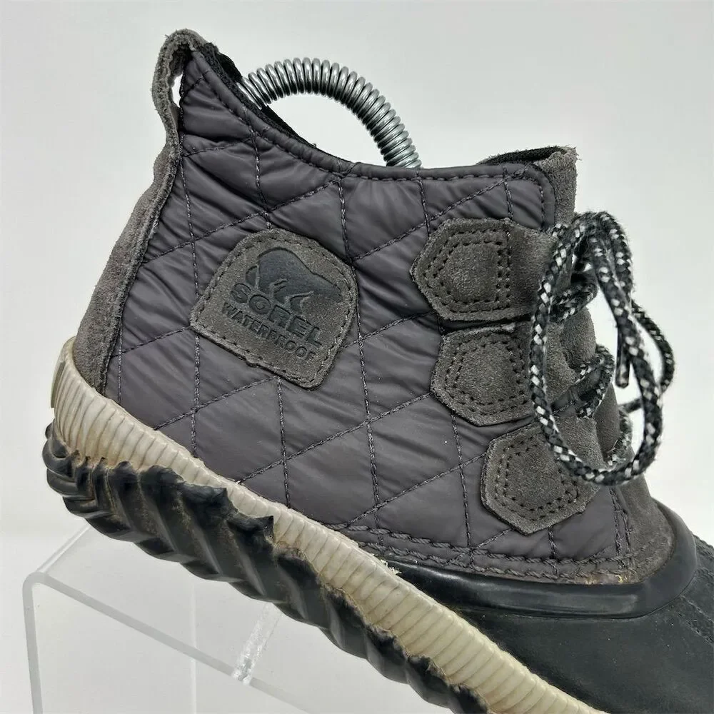 Sorel Out N About Women's Black Gray Waterproof Comfort Duck Boots Size 6.5